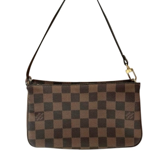 LOUIS VUITTON Pochette Wristlet • Brown Damier Ebene • Excellent Condition - Picture 2 of 10